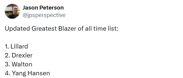 比中国球迷更能想！开拓者球迷：杨瀚森会成为开拓者队史第四伟大球员